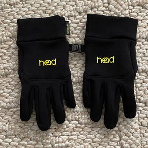 Head | kids Black Thermal Gloves with Yellow Logo